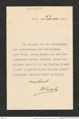 Nachlass Franz Steindachner, Brief von Hans von Wilczek an Franz Steindachner (05.03.1911), Inv.Nr. 595.01, Seite 1